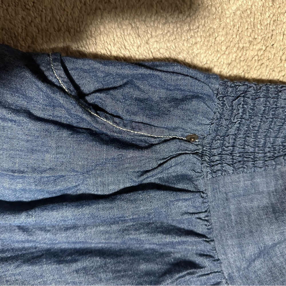 🍀 Lucky Brand Blue Smocked Bubble Mini Skirt - Picture 3 of 5
